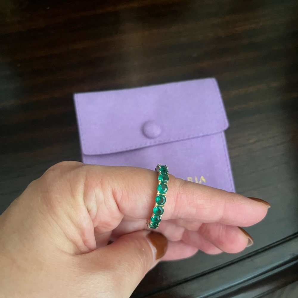 Melinda Maria Grand Heiress Emerald Ring Size 9